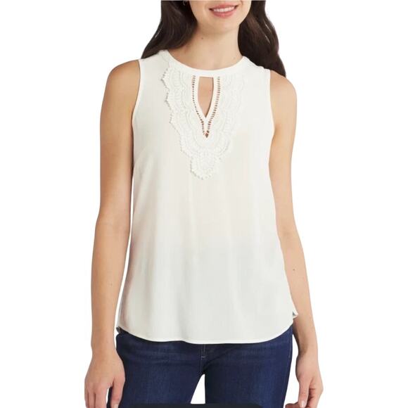 Daniel Rainn (M) Quin Keyhole Crochet Top - Stitch Fix Mixed Material Blouse - Picture 2 of 13